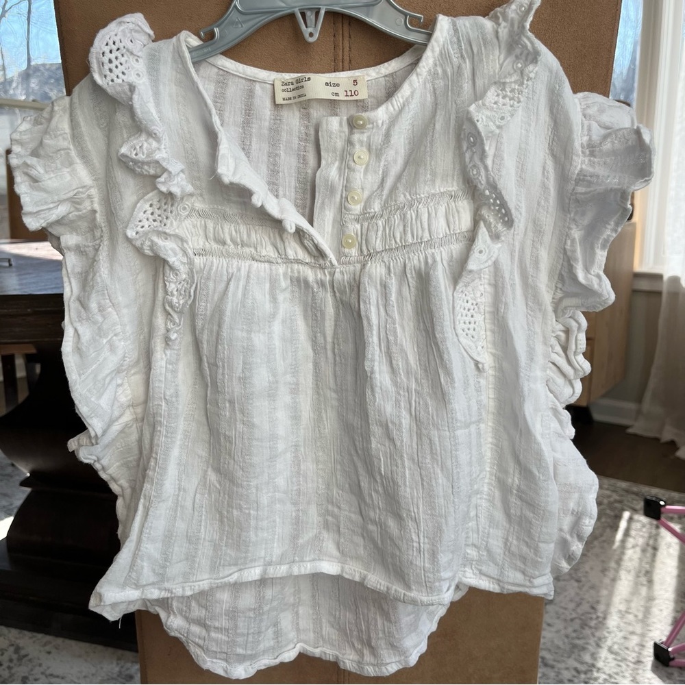 White Flutter Sleeve Zara Top
